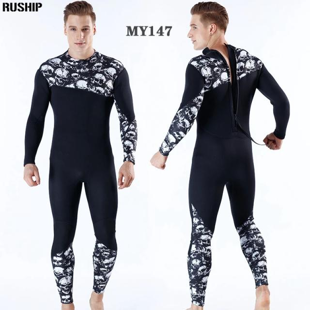 Terno de Mergulho Neoprene Unissex 3mm com Manga Comprida e Costura Colorida para Surf e Temperaturas Frias
