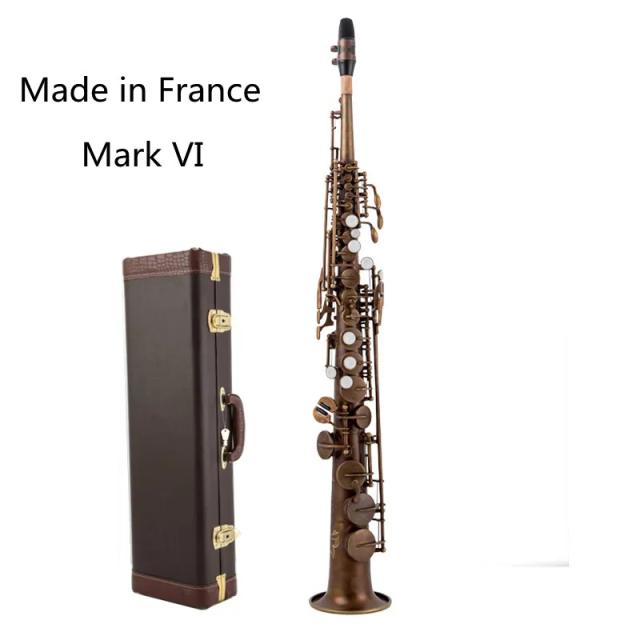 Saxofone Soprano MFC com Bocal e Palhetas de Alta Qualidade - Mark VI, Pescoço em Cobre Antigo, Simulação B-flat
