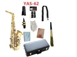 Fotos reais YAS-62 saxofone alto eb tune bronze chapeado laca ouro profissional instrumento musical com caso frete grátis - Image 1