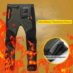 LNGXO-Calças masculinas de caminhada de lã quente grossa, impermeável, à prova de vento, ao ar livre, calças de chuva, trekking, camping, inverno - Image 2