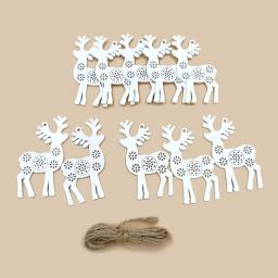 10 peças de cervo de madeira para artesanato, enfeites de madeira, etiquetas de coração com furos, decorações rústicas de casamento para ação de graças, natal - Image 5