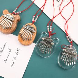 8 teclas mini kalimba polegar piano dedo teclado pingente criativo caixa de madeira mogno musical bom instrumento musical 5 estilos - Image 1