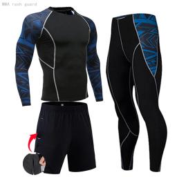 Ternos de Compressão Sportswear para Homens, Ginásio Calças Justas Roupas De Treinamento, Workout Jogging Sports Set, Running Rashguard Treino - Image 3