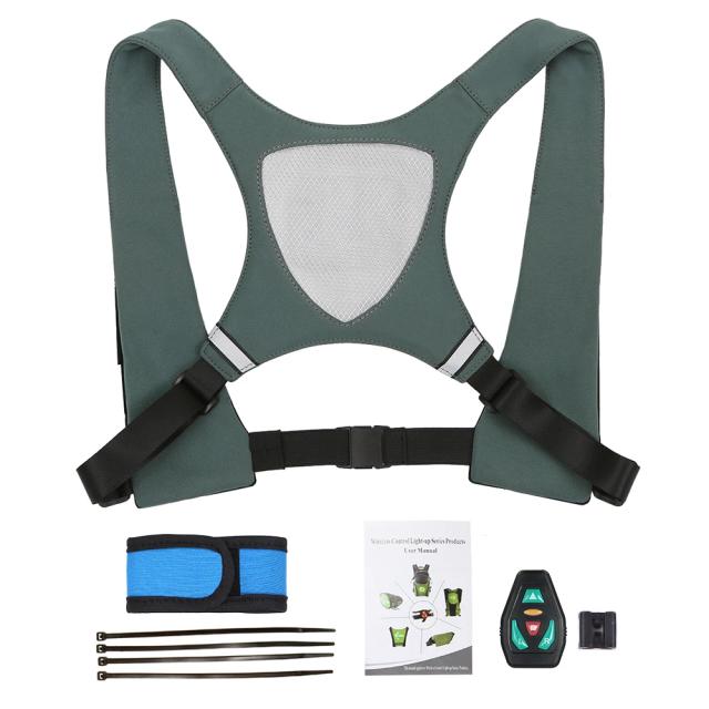 Mochila USB com Colete Refletivo e Luz de Sinalização LED, Controle Remoto e Segurança para Ciclismo, Corrida e Atividades ao Ar Livre