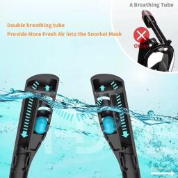 Máscara de mergulho de silicone para adultos Máscara de mergulho de tubo duplo Óculos de natação secos, Aparelho de respiração subaquática - Image 3