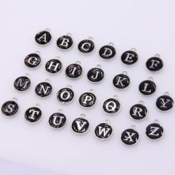 Encantos de Esmalte Dupla Face, Pingentes com Letras Alfabeto, Fabricação de Jóias, Artesanato Artesanal, Branco, K, Preto, 12x15mm, 10Pcs, 26Pcs - Image 6