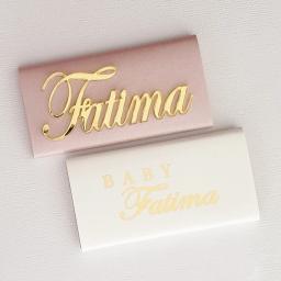 12 pçs mesmo personalizado corte a laser acrílico ouro espelho placas nome do bebê decorado chocolate batismo & batismo caixa banner - Image 3