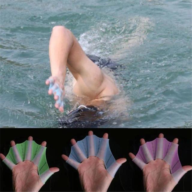 Luvas de Silicone Webbed para Natação - Treinamento de Nadadeiras para Dedos