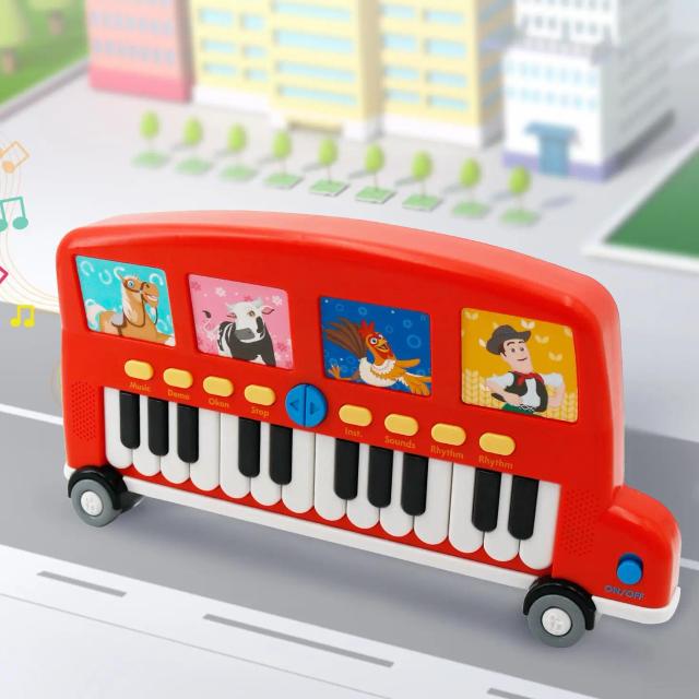 Piano Multifuncional La Granja De Zenon para Crianças - Instrumento Musical Educativo com 24 Teclas e Temática de Fazenda