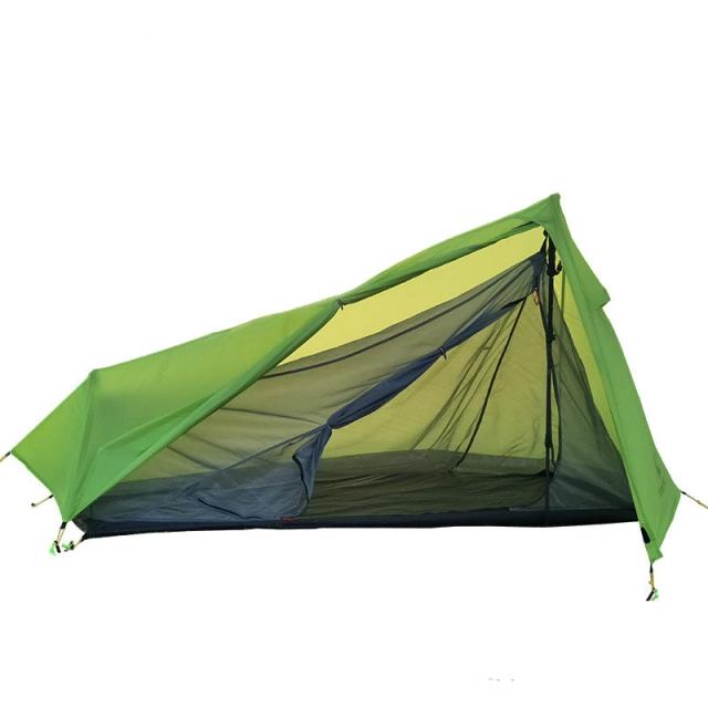 Tenda ultraleve de camping para uma pessoa com dupla camada, revestimento de silicone e design sem pólio