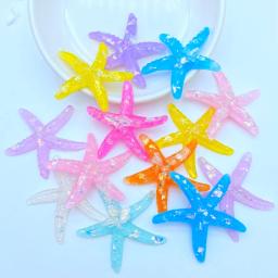Adorável glitter colorido de resina para estrela do mar, decoração de casamento para casa, artesanato, scrapbooking, faça você mesmo, centro de laço de cabelo com 10 peças - Image 1
