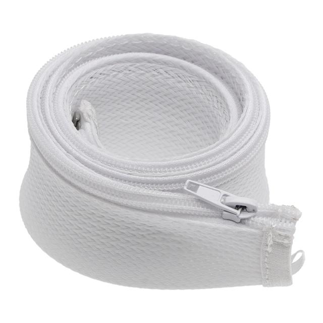 Manga Flexível para Cabos com Zíper, Organizador Trançado em Preto, Branco e Cinza - 1m, 25mm, Ideal para Proteção de Fios