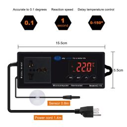 Controlador de temperatura impermeável digital, termostato do microcomputador para aquário, réptil, sensor NTC, AC-112, 30 pcs - Image 2