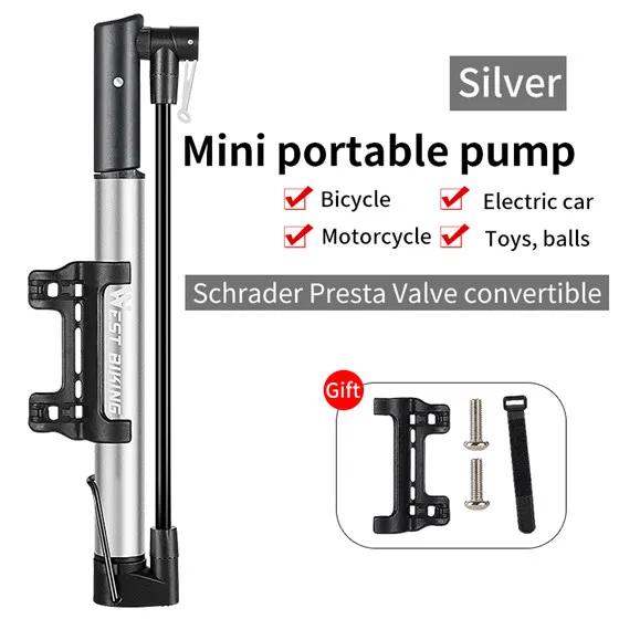 Mini Bomba de Bicicleta West Biking 120 PSI - Inflador de Alta Pressão para Válvulas Schrader e Presta, Acessório Essencial para Ciclistas