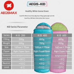Aegismax saco de dormir infantil, envelope, criança, acampamento, grosso, ganso branco, 95% quente, cheio de, casa, caminhadas ao ar livre, turista - Image 6