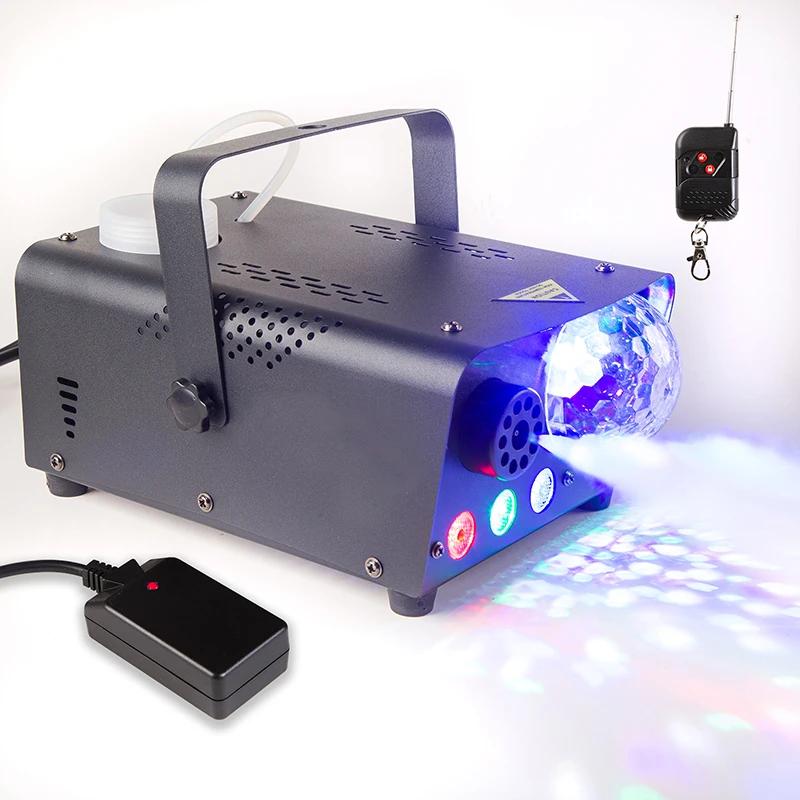 Máquina de névoa com luzes bola de discoteca 600w máquina de fumaça com rgb luzes led controle remoto para festa de casamento de natal de halloween, - Image 1