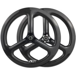 Rodado de carbono para bicicleta dobrável, Freio a disco, Três raios, Rodas do clíncher, 9 10 11 Velocidade, 16in, 16in, 349 - Image 1