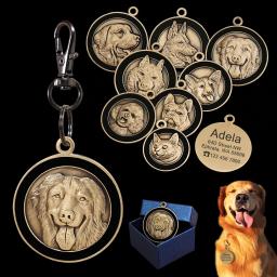 Etiqueta de identificação do cão do animal de estimação do metal personalizado tag de identificação do gato do filhote de cachorro personalizado tags de nome colar acessórios para cães colares pingentes - Image 1