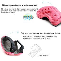 Protetor de joelho para patins, cotoveleira para proteção das mãos, para bicicleta, skate, patinação no gelo, protetor de pulso, 6 peças - Image 3