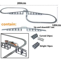 Modelo de trilho de trem da cidade em linha reta curvado macio flexível interruptor uphill faixas montadas blocos de construção diy brinquedo de construção - Image 6