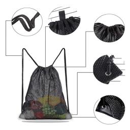 Mochila resistente de malha com cordão, sacola ventilada multifuncional para bola de futebol, academia, equipamentos esportivos, brinquedos de praia - Image 1