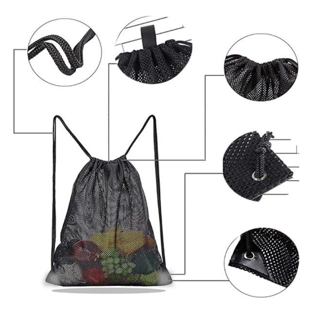 Mochila Ventilada de Malha com Cordão para Futebol, Academia e Brinquedos de Praia