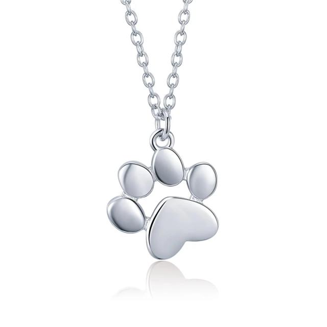 Colar Bamoer com Pendente de Patinha de Gato e Impressão de Pata de Cachorro, Elegante Joia de Prata Dourada para Mulheres, Presente Ideal