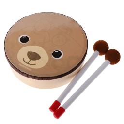Instrumento musical de percussão com estampa de urso, instrumento musical de percussão com baquetas de tambor, alça para crianças - Image 3