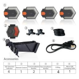 Smart Wireless Turn Signals para bicicleta, Luz dianteira e traseira, Controle Remoto, Ciclismo Aviso de Segurança, Lanterna traseira LED, ao ar livre, 1 Conjunto - Image 6