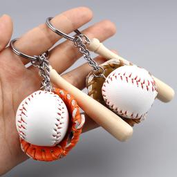 Mini luva de beisebol de três peças chaveiro para homens e mulheres, chaveiro, chaveiro, beisebol, esportes, carro, bastão, 11cm, 1 pc - Image 1