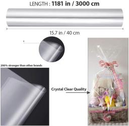 Limpar celofane Wrap Roll, grosso, transparente, filme longo, embrulhar presentes para flores, Craft Bouquet Basket, embrulho de papel de embalagem - Image 2