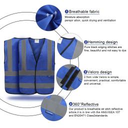 AYKRM-Alta Visibilidade Reflective Segurança Viz Vest, Tráfego Colete, Obras, ANSI Classe 2 Padrão, 12 Cores - Image 6