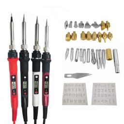 Ferro De Solda Elétrica Escultura, Ferramenta De Pirografia, Queima De Madeira, Gravação De Solda Pen Set, Temperatura Ajustável, 60W, 80W - Image 1