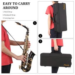 Muslady saxofone e-flat, saxofone de latão eb alto com boquilha e-flat, correias de saxofone para iniciantes, com pincel de pano de limpeza - Image 5