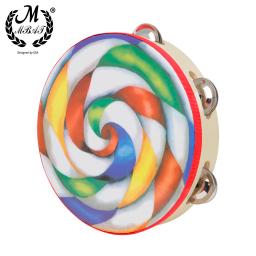 M MBAT-Pandeiro à mão para crianças, pirulito colorido, instrumento de percussão, brinquedo musical, presentes de Natal para crianças, 8 in - Image 3