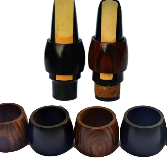 Grampo de Bocal de Clarineta em Ébano e Braçadeira Reedwood para Alto Saxofone com Clipe de Juncos