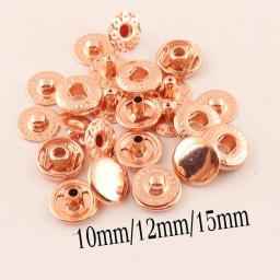 50 conjuntos de botões de pressão em ouro rosado, 10mm 12 mm 15mm, botões de metal, fixadores de couro para costura, roupas artesanais, fechos de pressão - Image 3