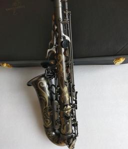 Saxofone alto dourado níquel preto, saxofone preto ebtuning com instrumento musical de alto saxofone com bocal. Palheta. Pescoço. Capa para celular - Image 2