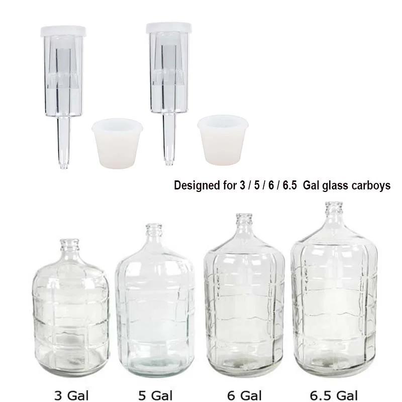 Plástico 3 peças airlock e silicone carboy bung para fabricação de vinho e cerveja fazendo kombucha (pacote de 2) - Image 1