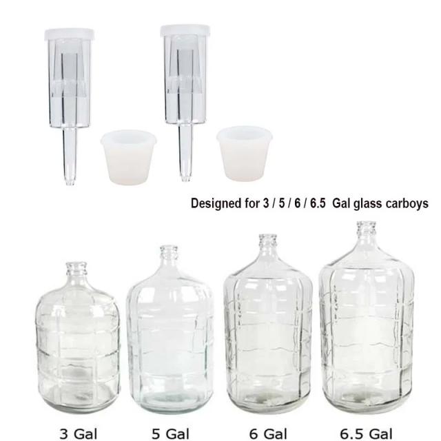 Conjunto de 3 Peças de Plástico Airlock e Bucha de Silicone para Vinho, Cerveja e Kombucha (Pacote com 2 Unidades)
