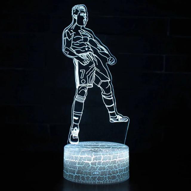 Lâmpada LED 3D Modelo Futebol Ronaldo: Luz Noturna Criativa para o Quarto das Crianças