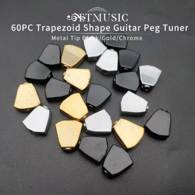 Conjunto de 60 Peças de Botões de Substituição para Guitarra - Tuners Trapézio em Preto, Ouro e Cromo