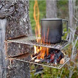 Grelha de acampamento grade de aço inoxidável malha grill bushcraft grill rack de acampamento para fogo cozinhar churrasco backpacking fogueira avaliado - Image 5