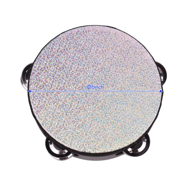 Tambor de madeira radiante com tamborim: instrumento de percussão brilhante e único.