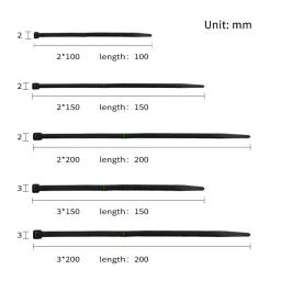 100 pces largura 2mm 3mm 2*100mm 3*200mm branco preto auto-travamento plástico cabo de náilon laços fio fecho de correr - Image 6