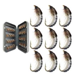 24 pçs/caixa realista nymph scud voar para a pesca da truta isca de inseto artificial simulado scud worm isca de pesca - Image 1