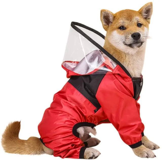 Capa de Chuva para Cachorro com Proteção Facial e Alta Resistência à Água