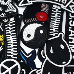 Patches de apliques bordados para vestuário, preto e branco, Tecido bonito, DIY Vestuário Acessórios, Emblemas Música 1987 - Image 2