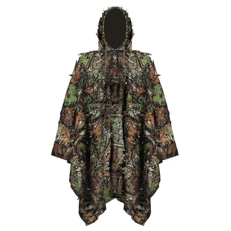 Ghillie capa de folhas 3d de caça, roupas de camuflagem respirável para observação de pássaros, poncho à prova de vento para sniper airsoft gear - Image 1