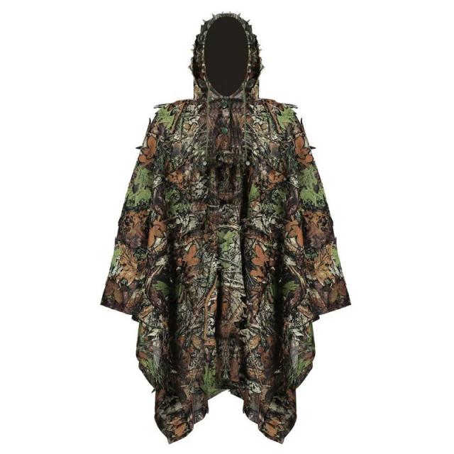 Capa de folhas 3D Ghillie para caça: poncho respirável e à prova de vento ideal para observação de pássaros e sniper em airsoft